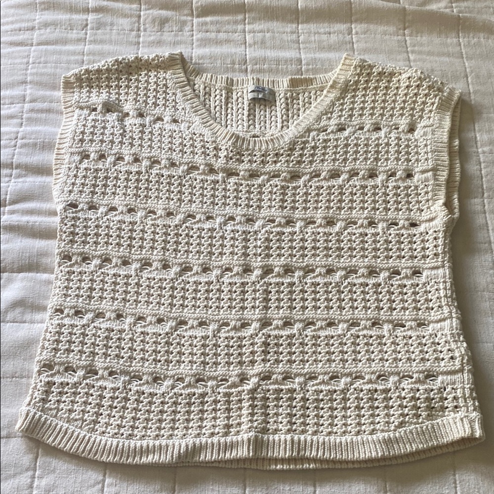 Cream Knit Sleeveless Top